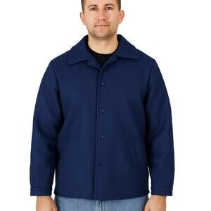 PENDLETON Car Jacket Vintage 100% Wool Coat Jacket Size Small Navy Blue Winter